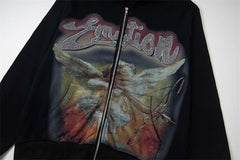 MIXED EMOTION Black Rhinestone Hoodie