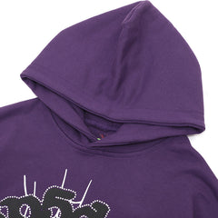 Web Print Gothic Punk Hoodie-Purple #143