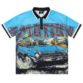 Blue “Road Rage” Button Up Tee