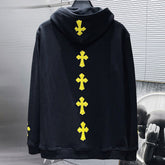 Chrome Hearts Yellow Cross Patch Leather Hoodie