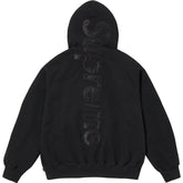 23FW Satin Applique Hoodie Sweatshirt Black