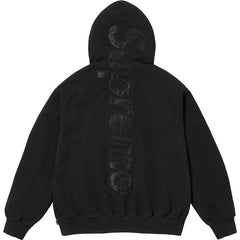 23FW Satin Applique Hoodie Sweatshirt Black