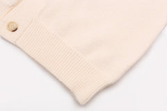 Cotton V-Neck Bones Cardigan Sweater Apricot