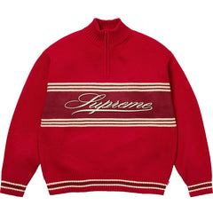 Supreme Script Stripe Half Zip Sweater