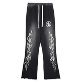 Retro Washed Flare Pants Black