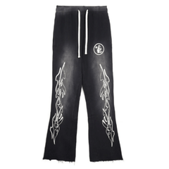 Retro Washed Flare Pants Black