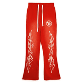 Retro washed Flare pants Red