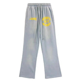 Logo Letter Print Pants Gey