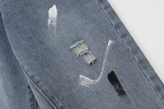 Distressed Raw Edge Jeans