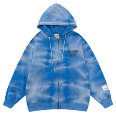 Logo-Print Bleached Cotton-Jersey Zip-Up Hoodie