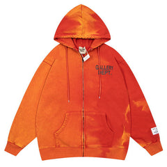 Logo-Print Bleached Cotton-Jersey Zip-Up Hoodie