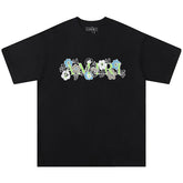 Flower Letter Logo Print T-Shirts