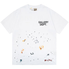 Paint Splattered Logo Print Cotton Jersey T-shirt