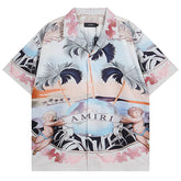 Convertible-Collar Printed Silk-Twill Shirt