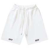 Off Logo Print Swim Shorts