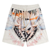 Straight-Leg Printed Silk-Twill Drawstring Shorts