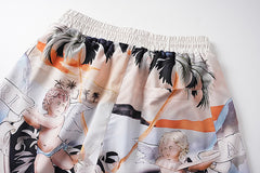 Straight-Leg Printed Silk-Twill Drawstring Shorts
