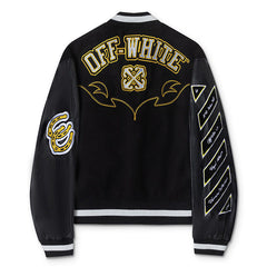 Contrast-Trim Leather Jacket