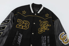 Contrast-Trim Leather Jacket