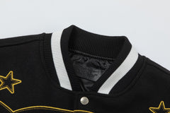 Contrast-Trim Leather Jacket