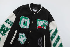 Embr Patches Embroidered Varsity Jacket