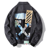 Destruction Oil Painting Graffiti Arrow Denim Jacket