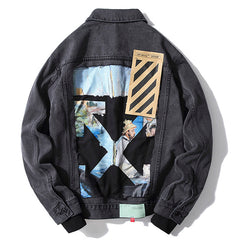 Destruction Oil Painting Graffiti Arrow Denim Jacket