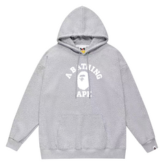 Ape Head Letter Pattern Print Hoodie
