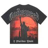 Statue of Liberty at Sunset printed T-Shirts #1072