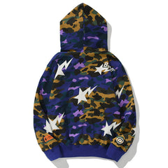 Blue Camo Shark Zipper Hoodie
