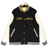 RHUDE Floral Embroidery Emblem Wool Tweed Baseball Jacket #Black
