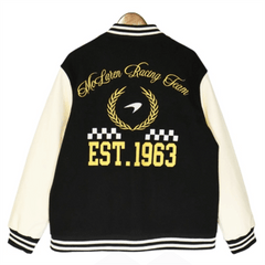 RHUDE Floral Embroidery Emblem Wool Tweed Baseball Jacket #Black