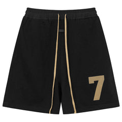 Tee Multi-Thread Flocking Letter 7 Printing Shorts