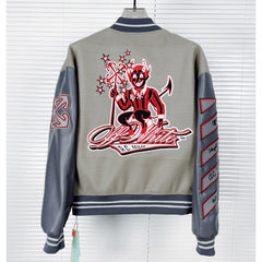 Embroidered Rhinestone Filled Down Cotton Jacket Baseball Uniform