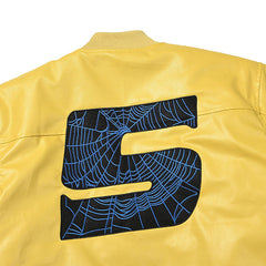 Leather Logo Bomber Jacket