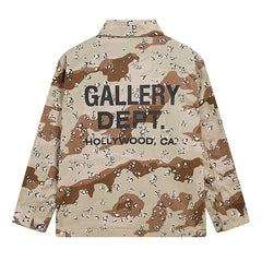 Letter Print Camouflage Coach Jacket