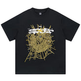 Spider Web Print Gothic Punk T-Shirt Black