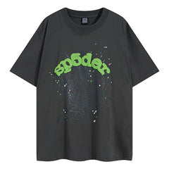 Green Foam Printing High Weight T-Shirt Grey