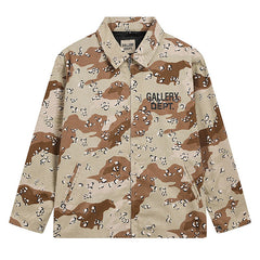 Letter Print Camouflage Coach Jacket