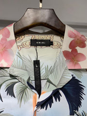 Convertible-Collar Printed Silk-Twill Shirt