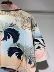 Convertible-Collar Printed Silk-Twill Shirt