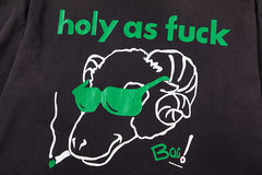 Cotton Green Glasses Sheep Head Printed T-Shirt