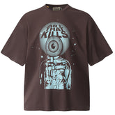 Art That Kills Graffiti Eyeball Print Loose T-shirts