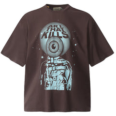 Art That Kills Graffiti Eyeball Print Loose T-shirts