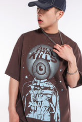 Art That Kills Graffiti Eyeball Print Loose T-shirts