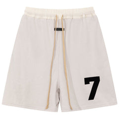Tee Multi-Thread Flocking Letter 7 Printing Shorts
