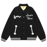 Joker Embroidered Corduroy Baseball Jacket