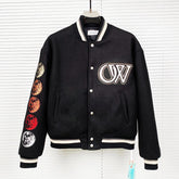 Embroidered Rhinestone Filled Down Cotton Jacket Baseball Uniform