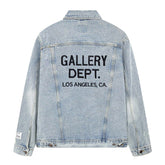 letter embroidered washed denim Jacket