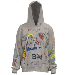 Hand drawn graffiti plus velvet Hoodies